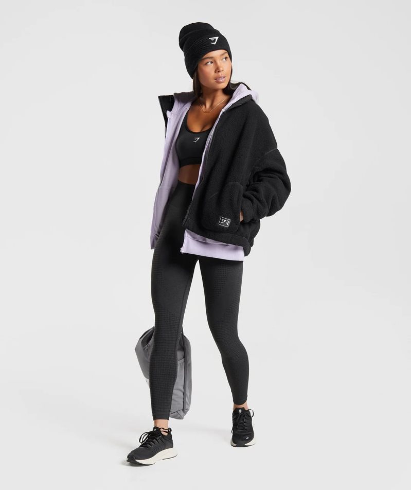 Women's Gymshark Sherpa Jackets Black | CA 13D0N6